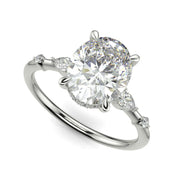 Monique Oval Cut Hidden Halo Side Stones 4 Prong Claw Set Engagement Ring Setting - Nivetta